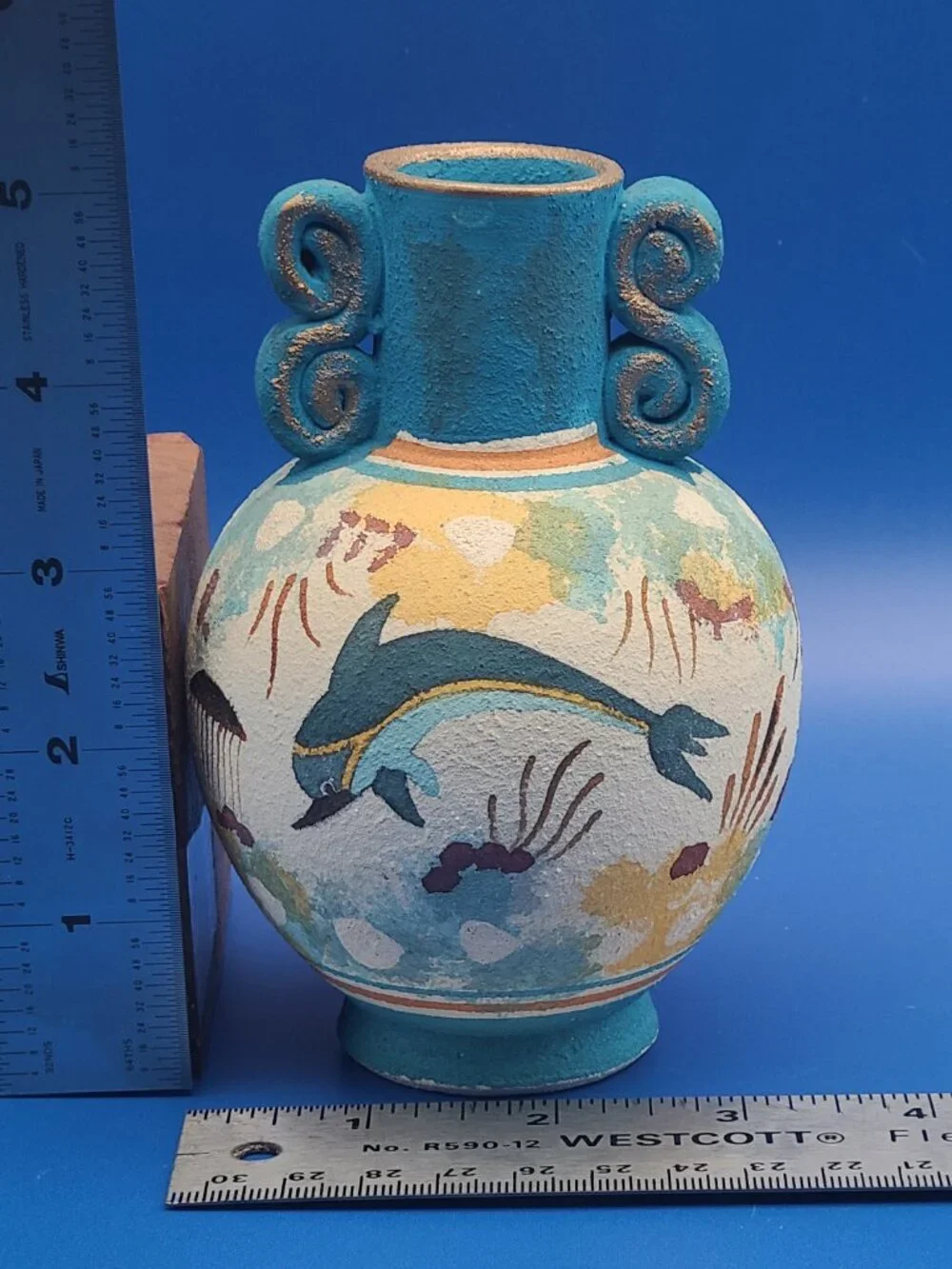 Minoan Greek Pottery Style Modern Dolphin Sea Life Amphora Vase 5